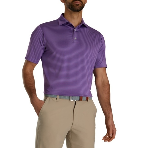 FOOTJOY Performance Golf Short Sleeve Pique Polo Men’s Size L in Purple Stripe - Picture 1 of 9